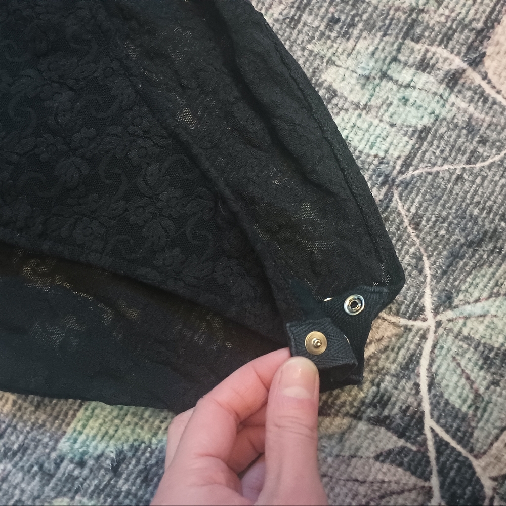 The Limited Womens Sheer Lace Bodysuit Large Black Nylon Whimsigoth Fairy Grunge - Picture 4 of 9